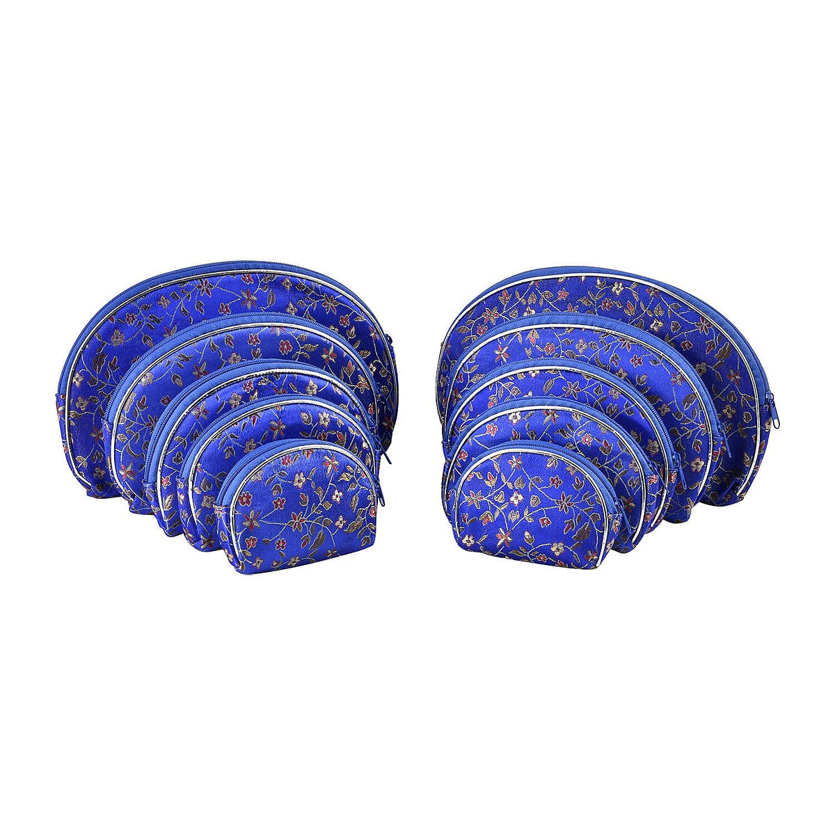 Designer Inspired-10 Pcs of Jacquard Weave Cosmetic and Jewellery Storage  - Blue 7384289 0