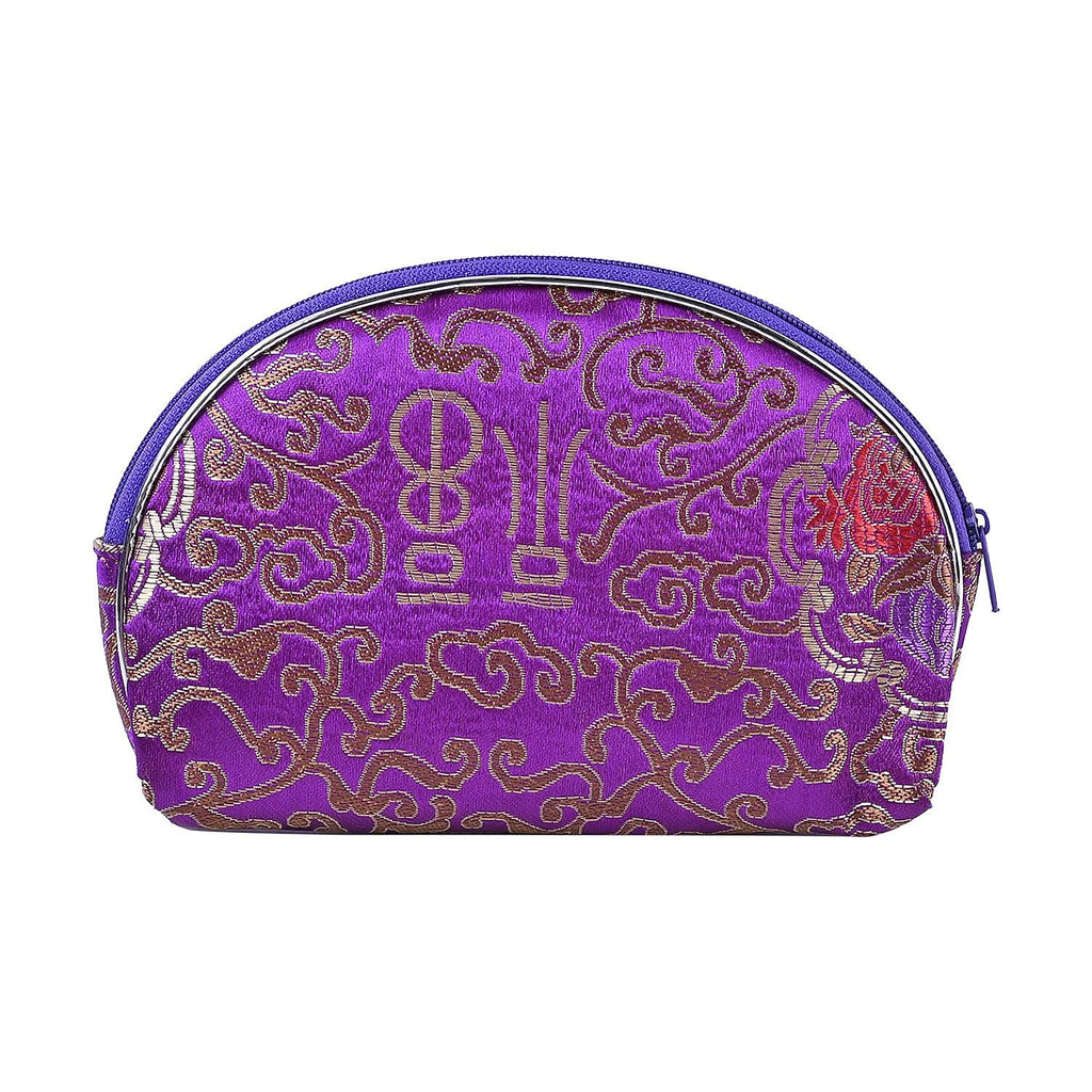 Set of 10 Multi-Purpose Embroidered Purses With Zipper - Purple