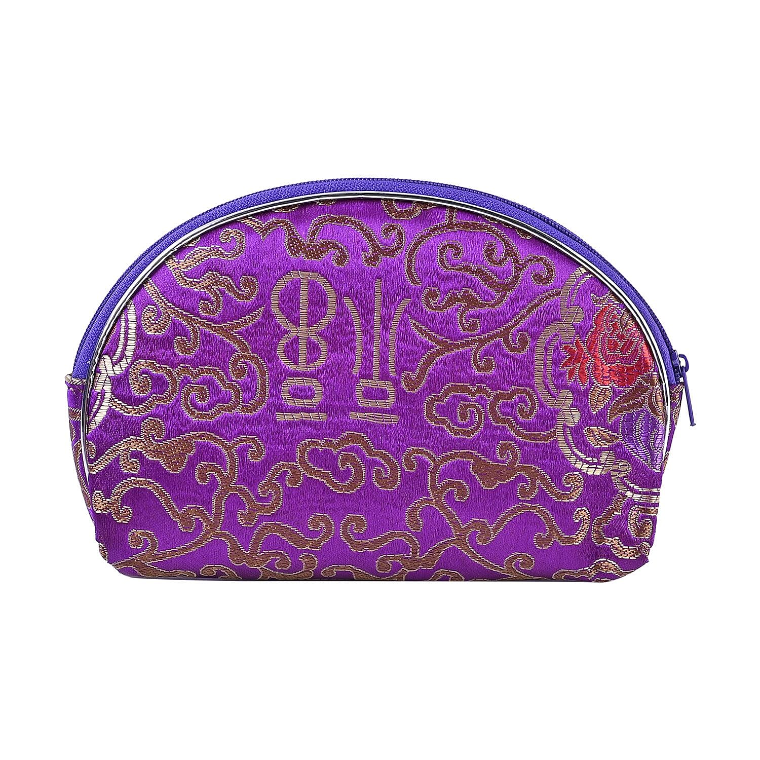 Set of 10 Multi-Purpose Embroidered Purses With Zipper - Purple 7574372 1