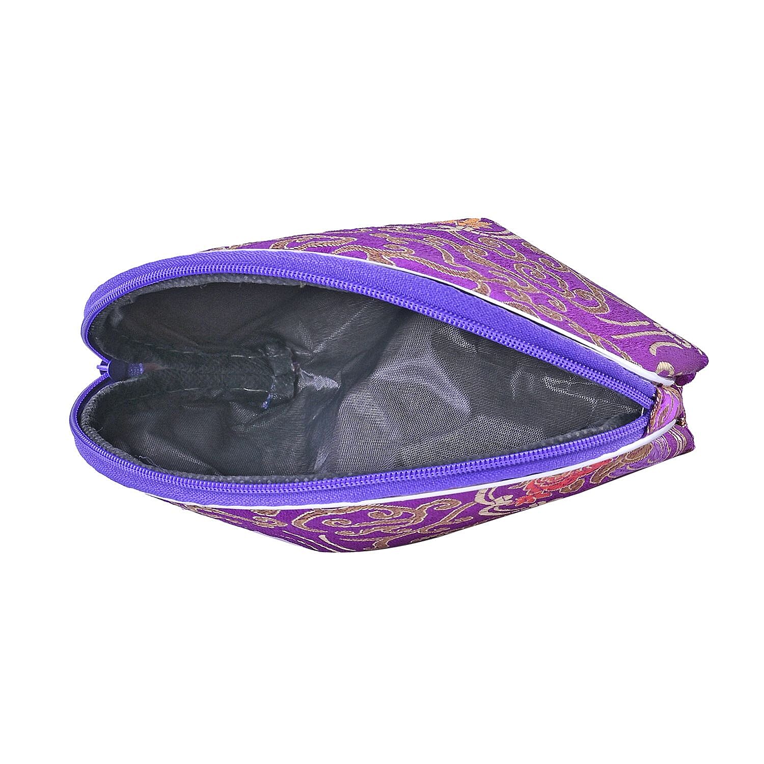 Set of 10 Multi-Purpose Embroidered Purses With Zipper - Purple 7574372 4