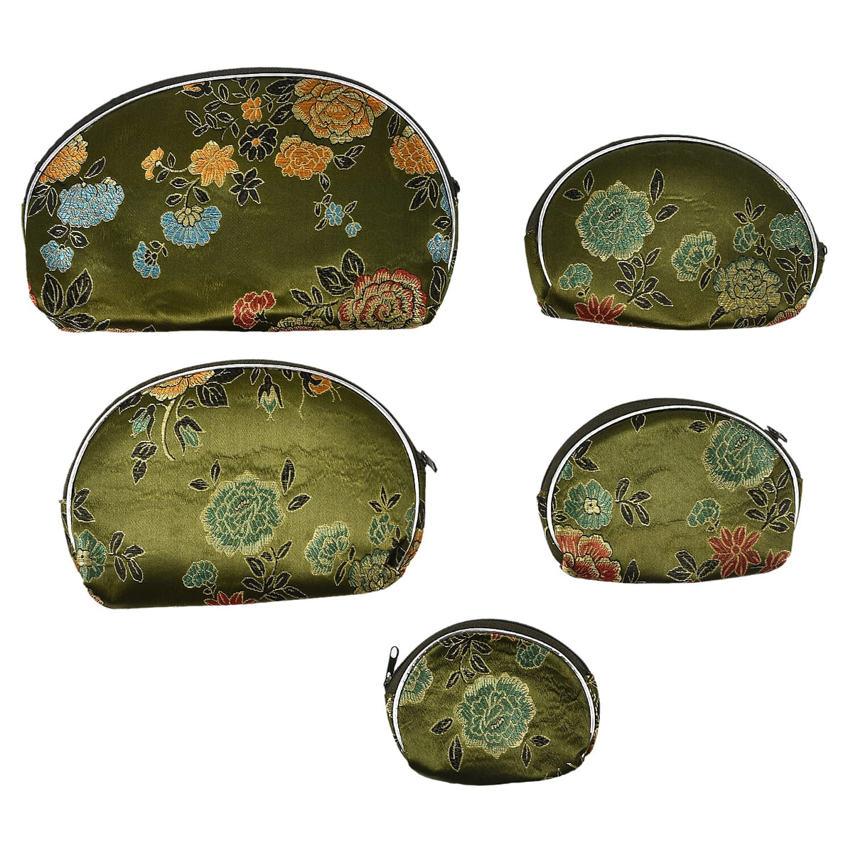 Set of 10 Multi-Purpose Embroidered Purses With Zipper - Green 7574374 1