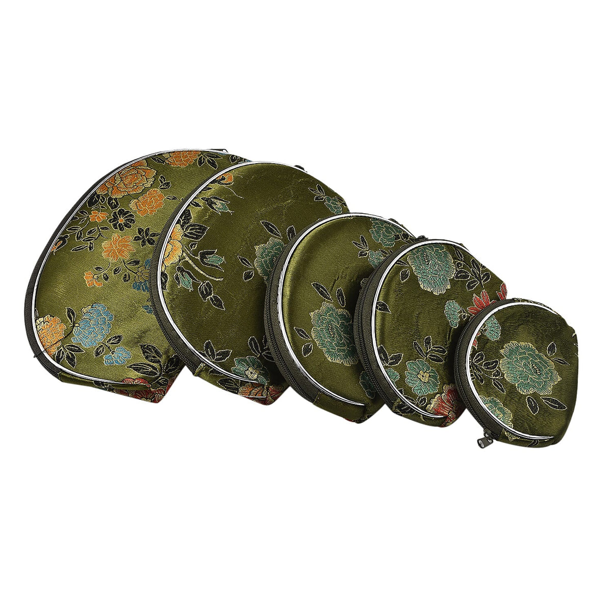 Set of 10 Multi-Purpose Embroidered Purses With Zipper - Green 7574374 2