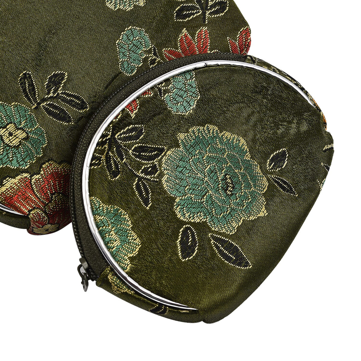Set of 10 Multi-Purpose Embroidered Purses With Zipper - Green 7574374 4