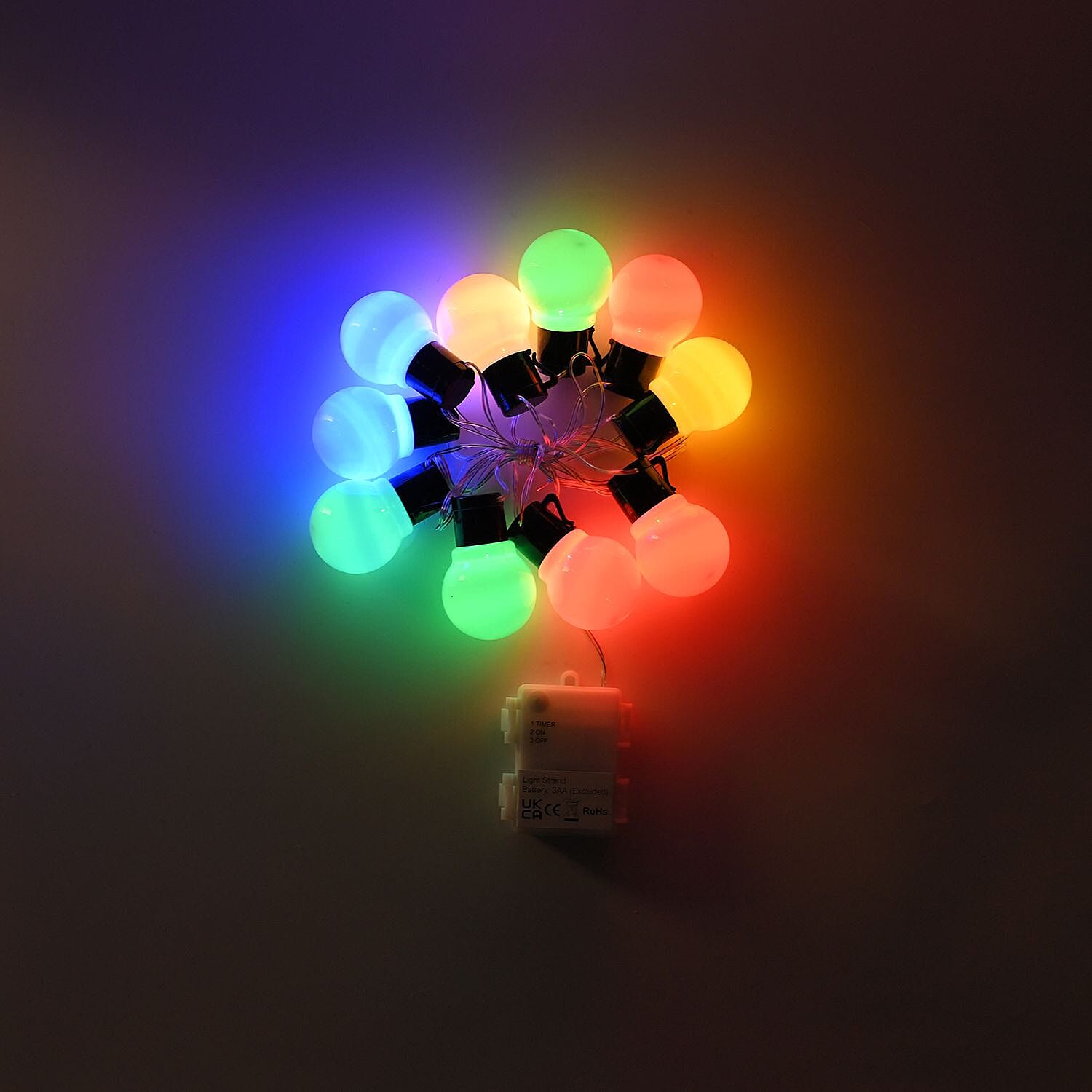 Value Bundle - Set of 10 White Bulb String LED Lights (3AA Timer IP44 Battery Box,Excl.) - Multi 7583550 1