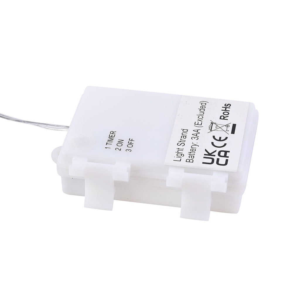 Value Bundle - Set of 10 White Bulb String LED Lights (3AA Timer IP44 Battery Box,Excl.) - Multi