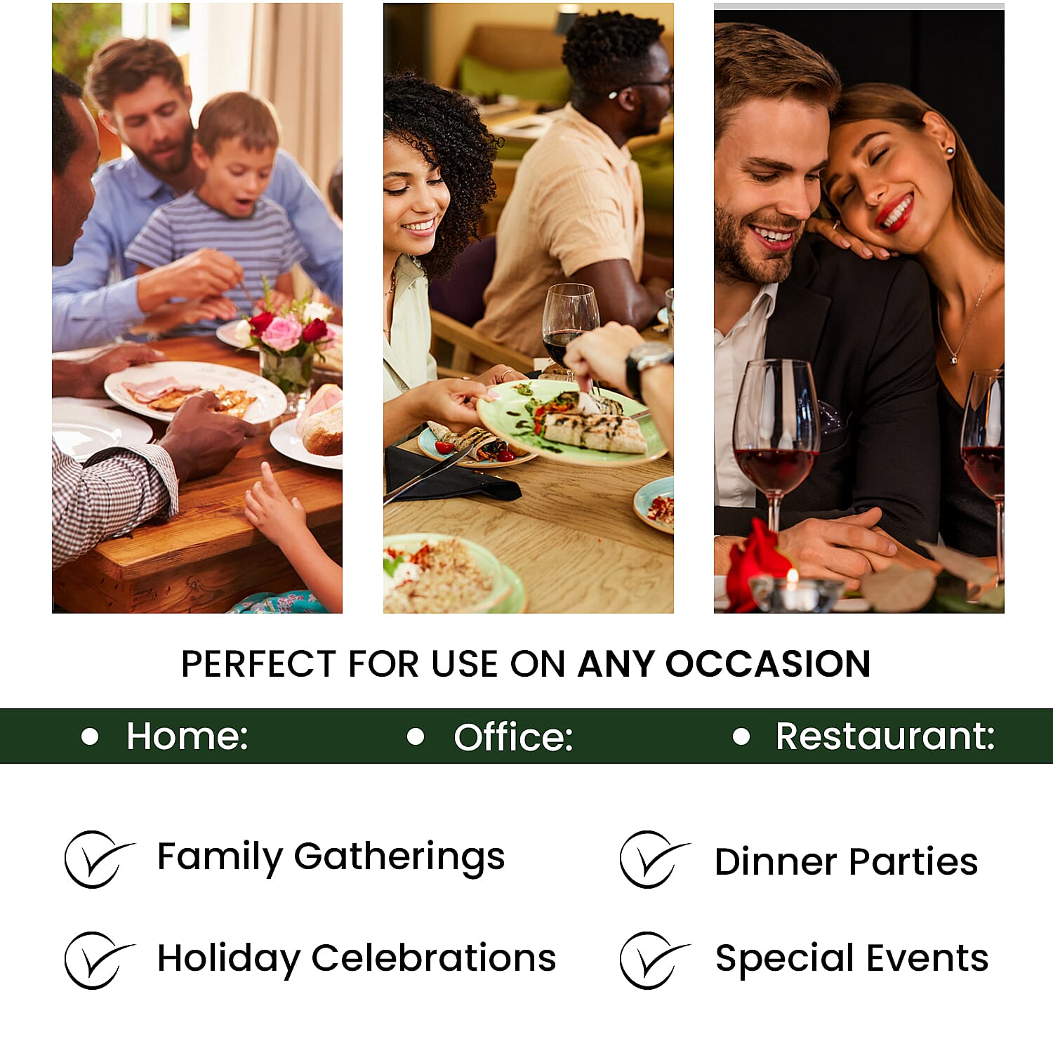 Set of 12 - Cutlery Holder, Placemats and Coaster - Green 8942103 2