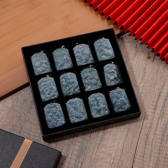 Signs of The Zodiac - Collection of 12 Natural Type A Jadeite Necklaces with Adjustable Length Presented in a Gift Box 750.00 Ct. 4425638 2