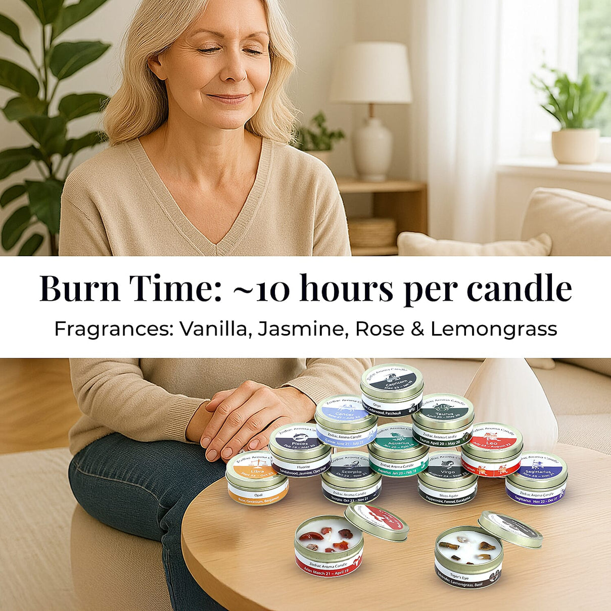 Set of 12 Zodiac Sign Scented Gemstone Candles 8171770 4