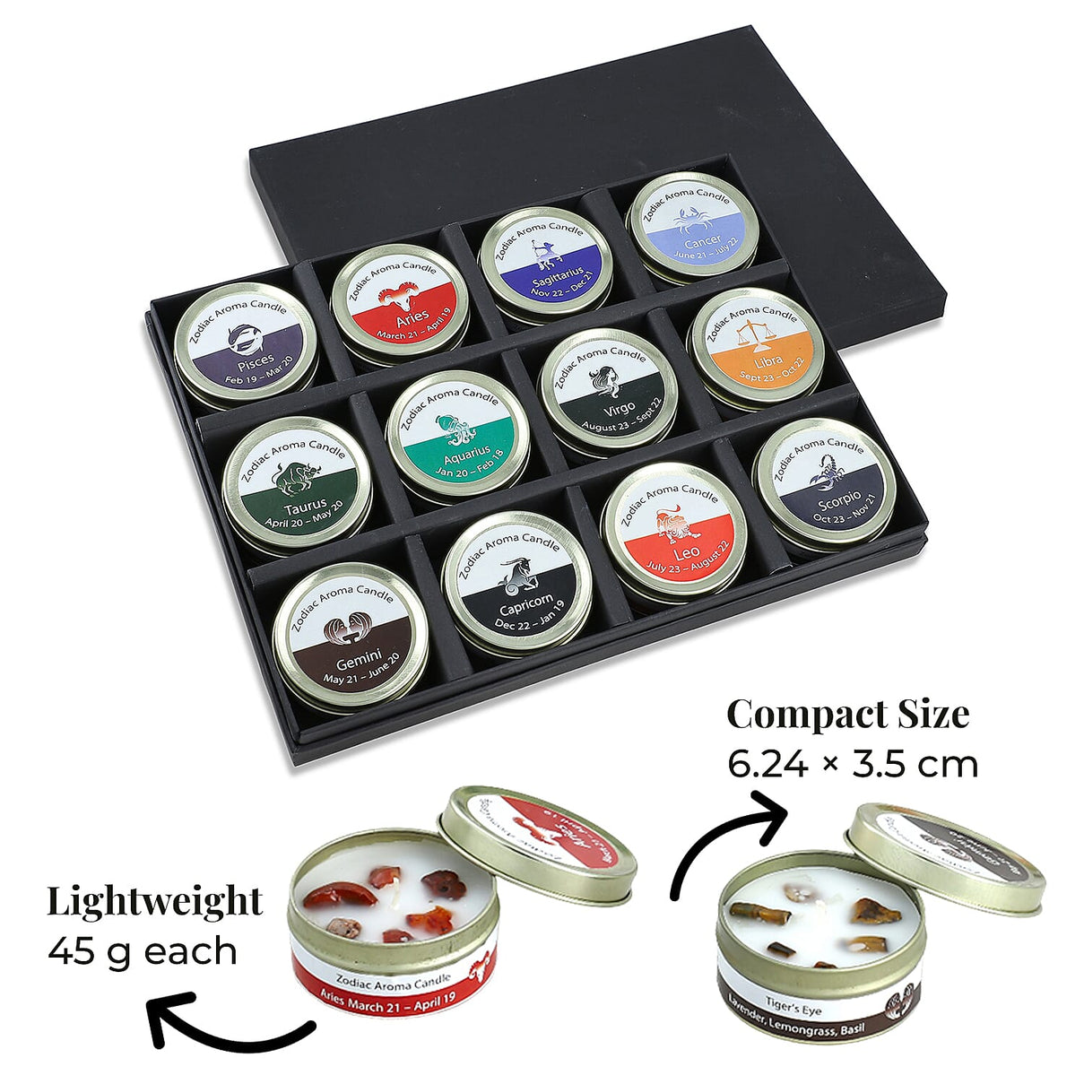 Set of 12 Zodiac Sign Scented Gemstone Candles 8171770 5
