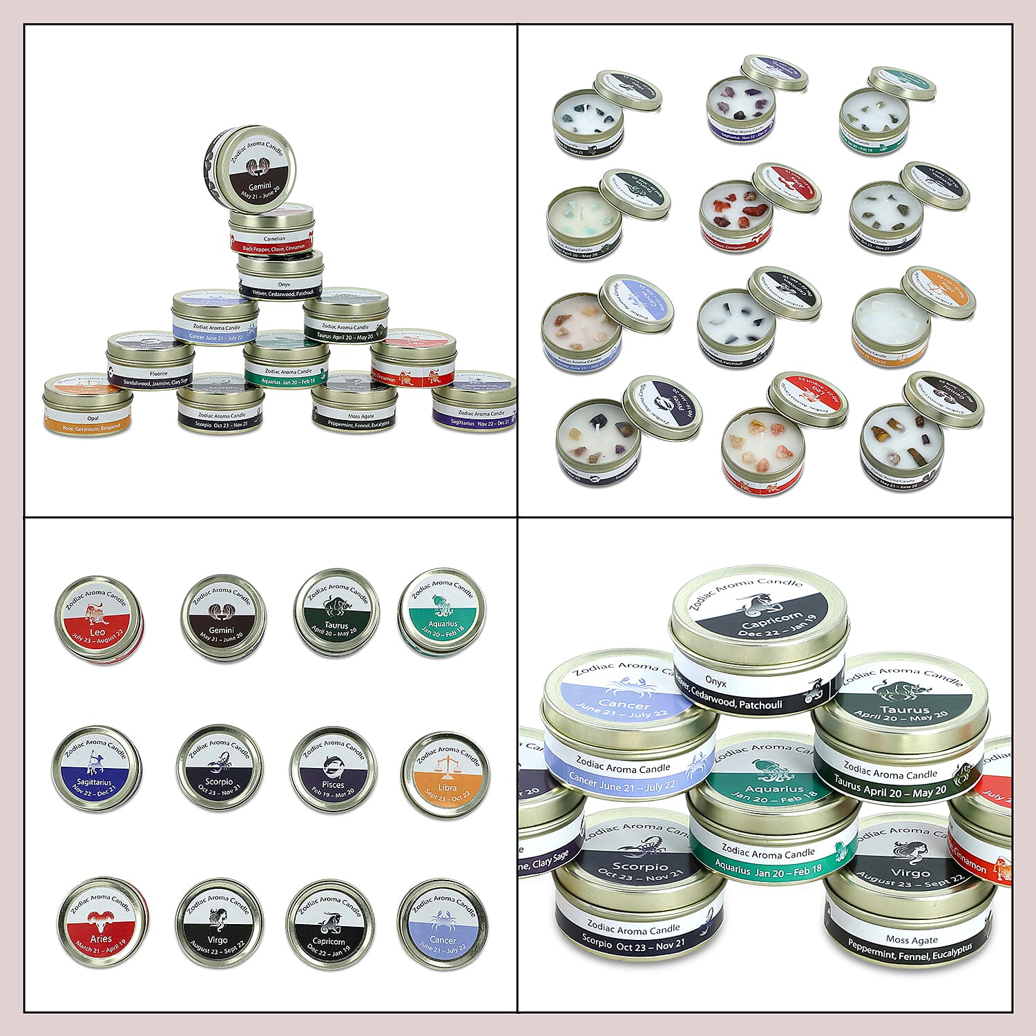 Set of 12 Zodiac Sign Scented Gemstone Candles 8171770 7