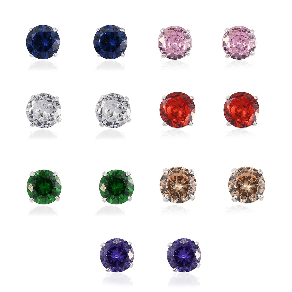 Set of 7 12.25 Ct Multi Gemstone Stud Earrings in Sterling Silver 3565091 0