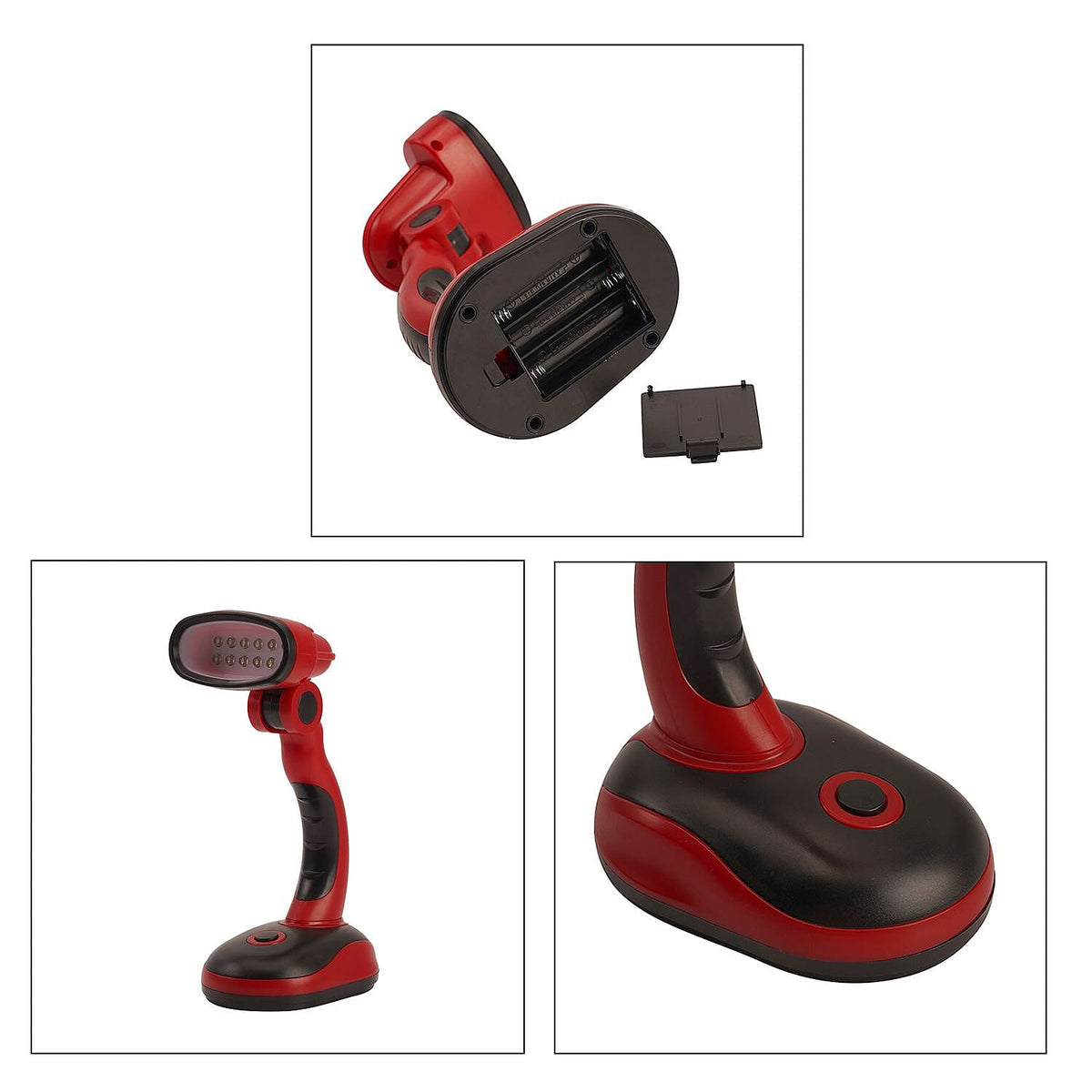 Set of 2- Flexible Desk Lamp with LED Light - Red and Black 3808012 4