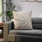 Set of 2 - 100% Cotton Cushion Cover with Tufting Work - Cream