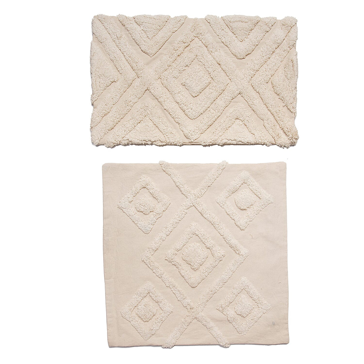 Set of 2 - 100% Cotton Cushion Cover with Tufting Work - Cream 7319163 3