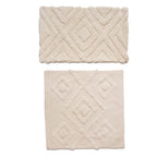 Set of 2 - 100% Cotton Cushion Cover with Tufting Work - Cream