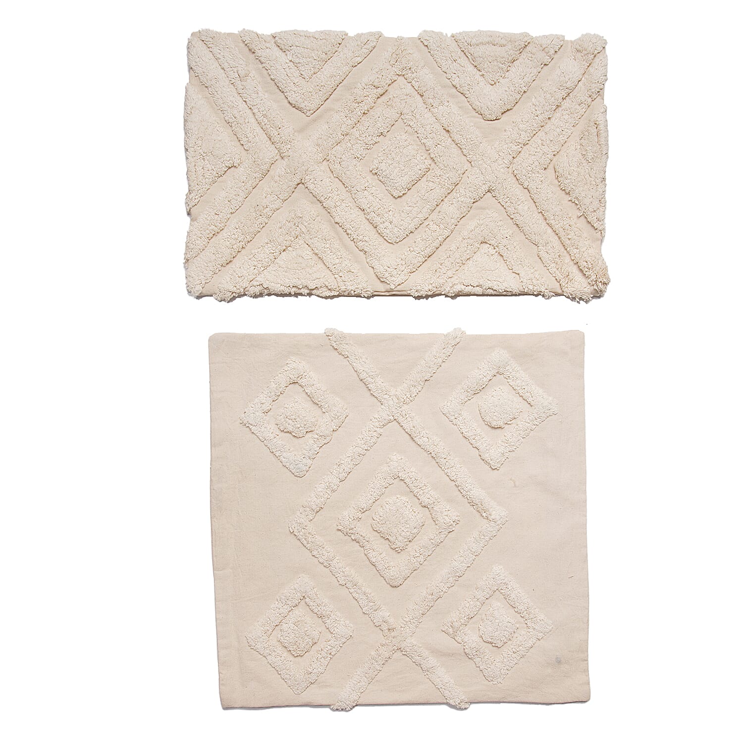 Set of 2 - 100% Cotton Cushion Cover with Tufting Work - Cream 7319163 3