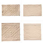Set of 2 - 100% Cotton Cushion Cover with Tufting Work - Cream