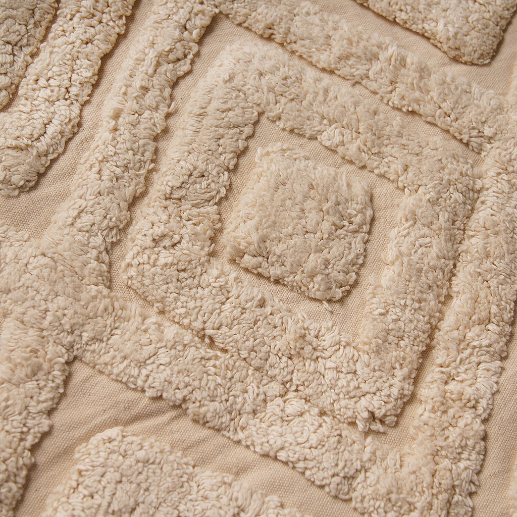 Set of 2 - 100% Cotton Cushion Cover with Tufting Work - Cream
