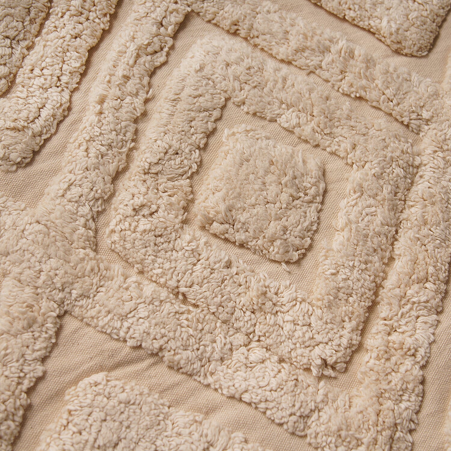 Set of 2 - 100% Cotton Cushion Cover with Tufting Work - Cream 7319163 7