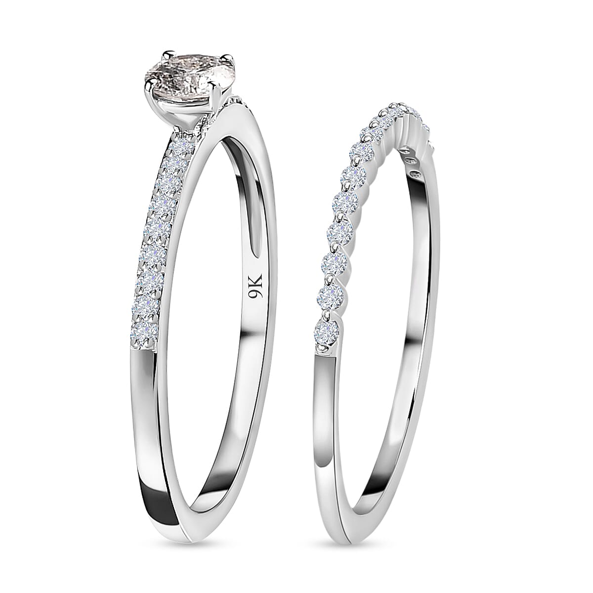 Set of 2 - 9K White Gold SGL Certified Diamond (G-H) Ring 0.50 Ct 4175383 3