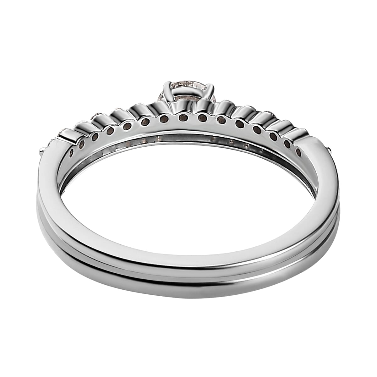 Set of 2 - 9K White Gold SGL Certified Diamond (G-H) Ring 0.50 Ct 4175383 4