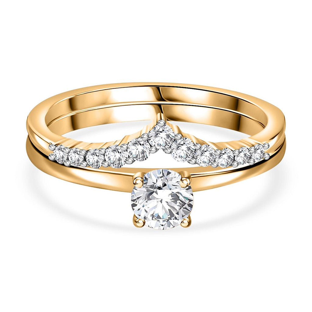 Set of 2 - 9K Yellow Gold White Diamond Band Ring 0.50 Ct, Gold Wt. 4.00 Gms