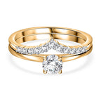 Set of 2 - 9K Yellow Gold White Diamond Band Ring 0.50 Ct, Gold Wt. 4.00 Gms