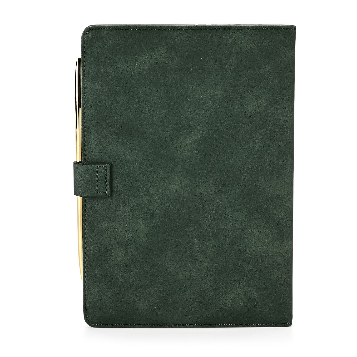 Set of 2 A5 Notebook &amp; Black Ink Pen Gift Set - Bamboo Design with Magnetic Clasp - Green &amp; Gold 8207828 5