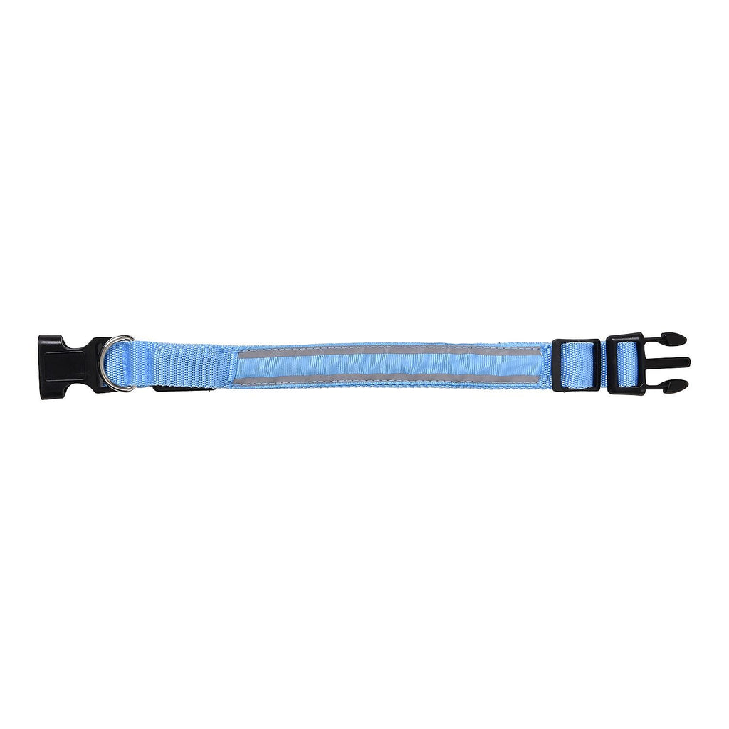 Rechargeable Set of 2 Adjustable LED Lighted Dog Collar with Clip Closure (Size L) - Blue