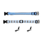 Rechargeable Set of 2 Adjustable LED Lighted Dog Collar with Clip Closure (Size S) - Blue