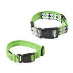 Rechargeable Set of 2 Adjustable LED Lighted Dog Collar with Clip Closure (Size L) - Green