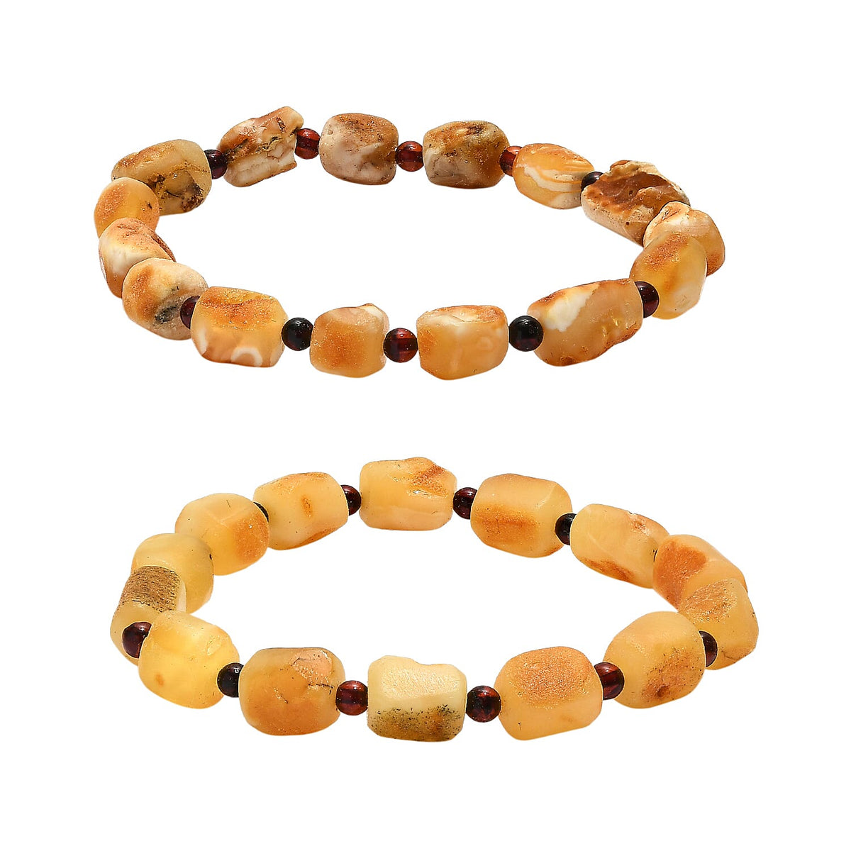 Set of 2 - Amber Stone Bracelet (Size 7 Stractable) 60.00 Ct. 4419017 0