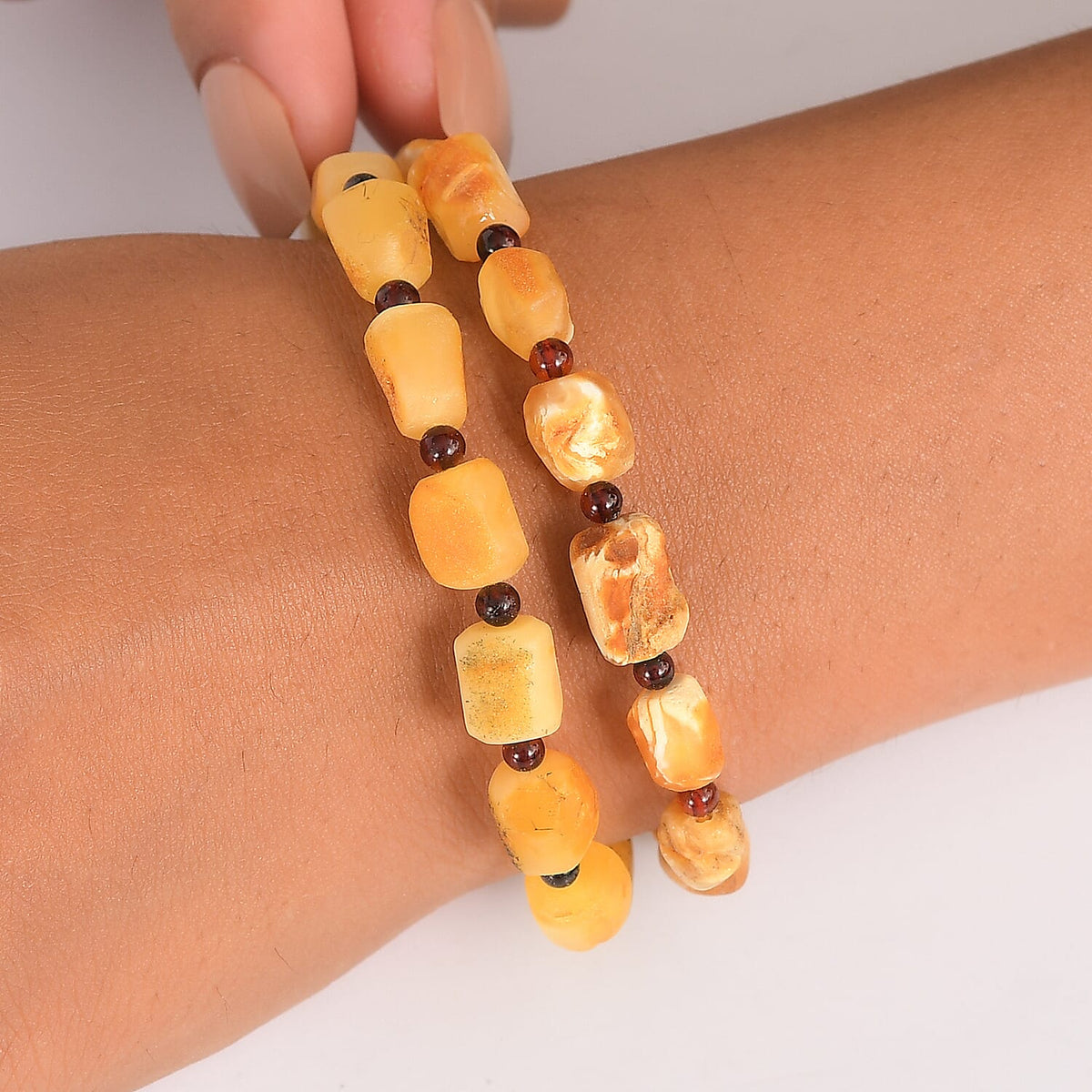 Set of 2 - Amber Stone Bracelet (Size 7 Stractable) 60.00 Ct. 4419017 3