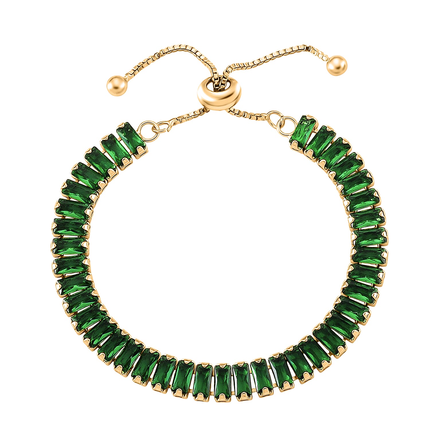 Set of 2 - Austrian Green Crystal Adjustable Bracelet (Size 6.5-9.5) &amp; Earring with Clasp 11.00 Ct. 4421521 4