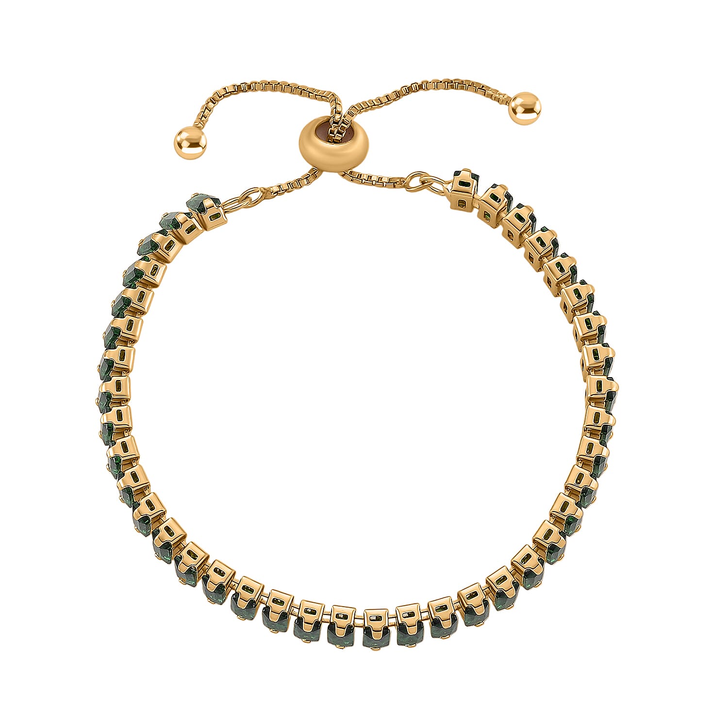 Set of 2 - Austrian Green Crystal Adjustable Bracelet (Size 6.5-9.5) &amp; Earring with Clasp 11.00 Ct. 4421521 5