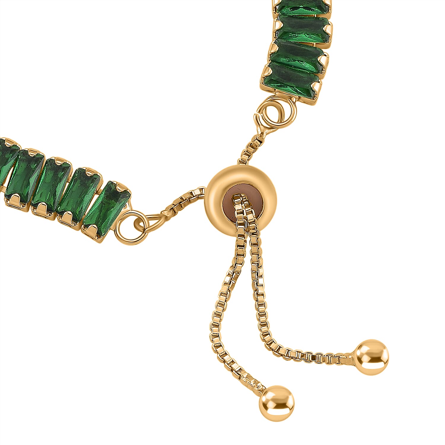 Set of 2 - Austrian Green Crystal Adjustable Bracelet (Size 6.5-9.5) &amp; Earring with Clasp 11.00 Ct. 4421521 6