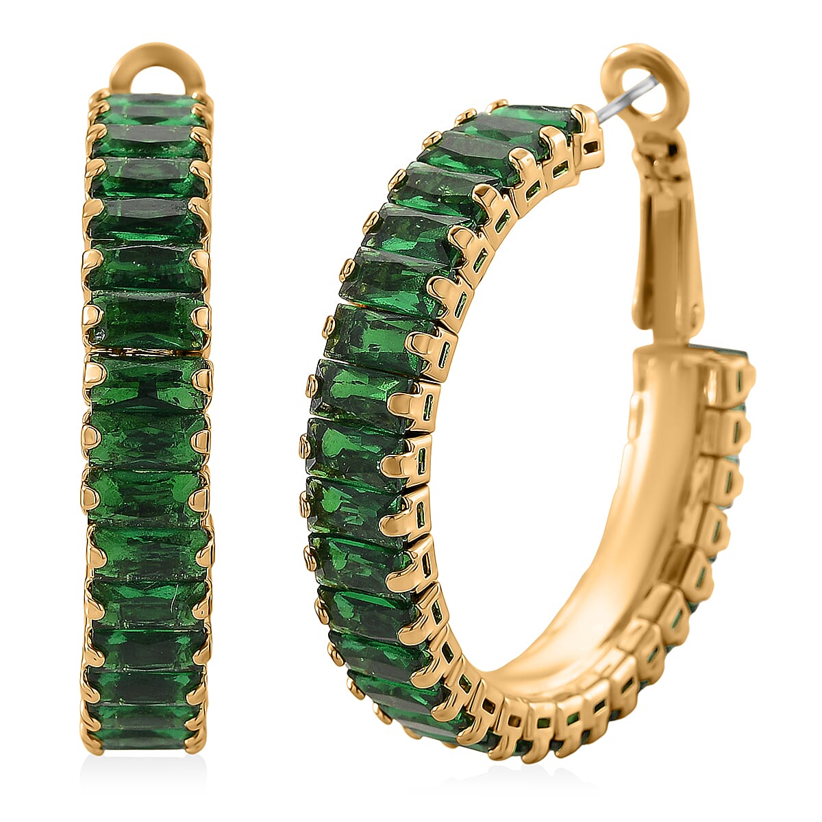 Set of 2 - Austrian Green Crystal Adjustable Bracelet (Size 6.5-9.5) &amp; Earring with Clasp 11.00 Ct. 4421521 7