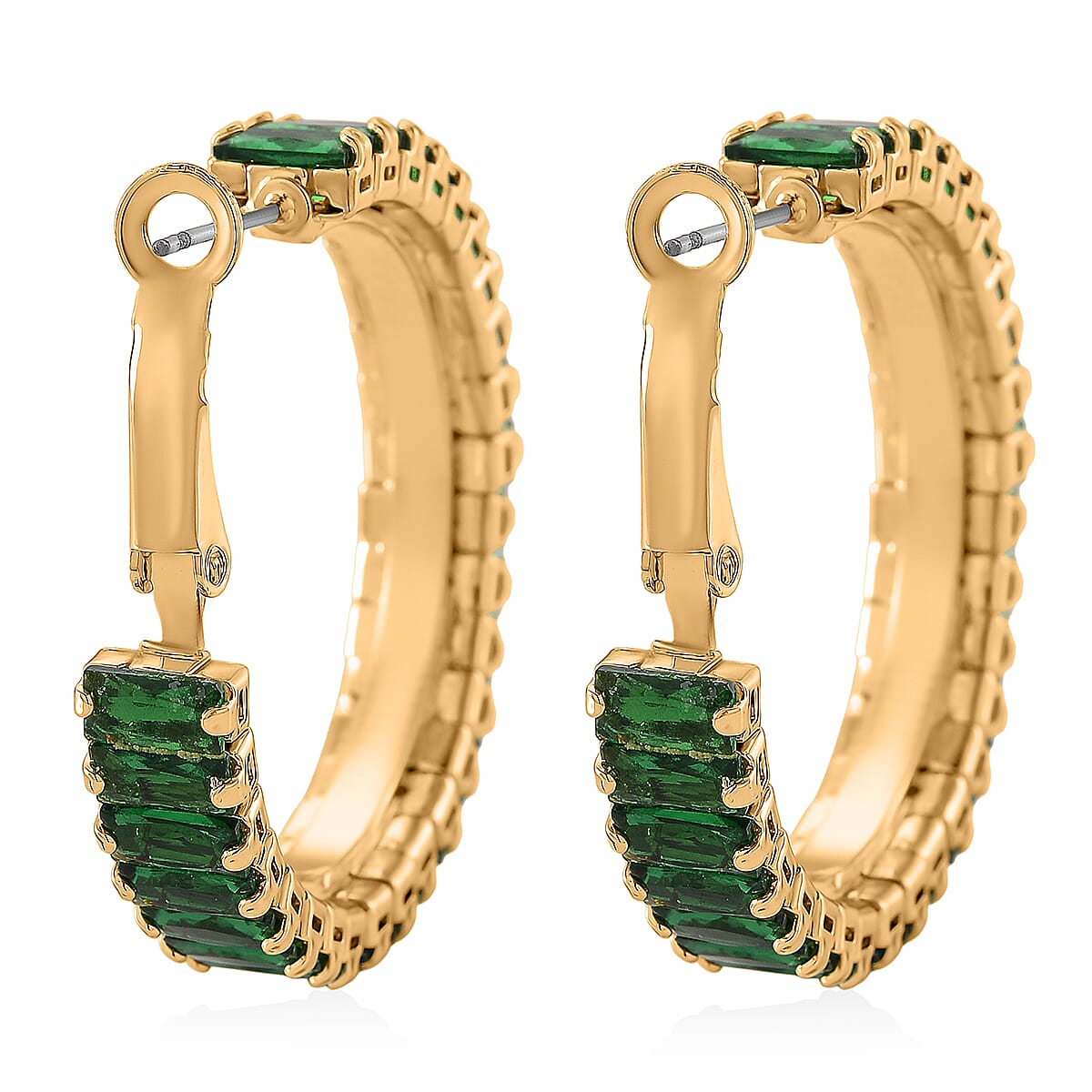 Set of 2 - Austrian Green Crystal Adjustable Bracelet (Size 6.5-9.5) &amp; Earring with Clasp 11.00 Ct. 4421521 9