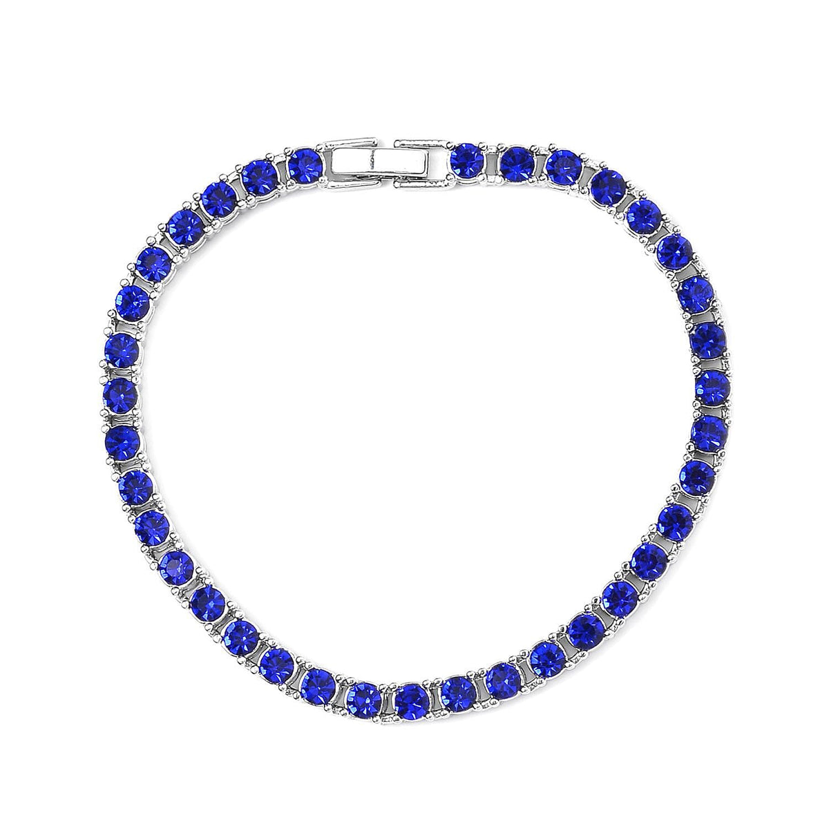 Set of 2 - Blue Crystal Tennis Necklace (Size - 20) &amp; Bracelet (Size - 7.5) in Silver Tone V32515630 6