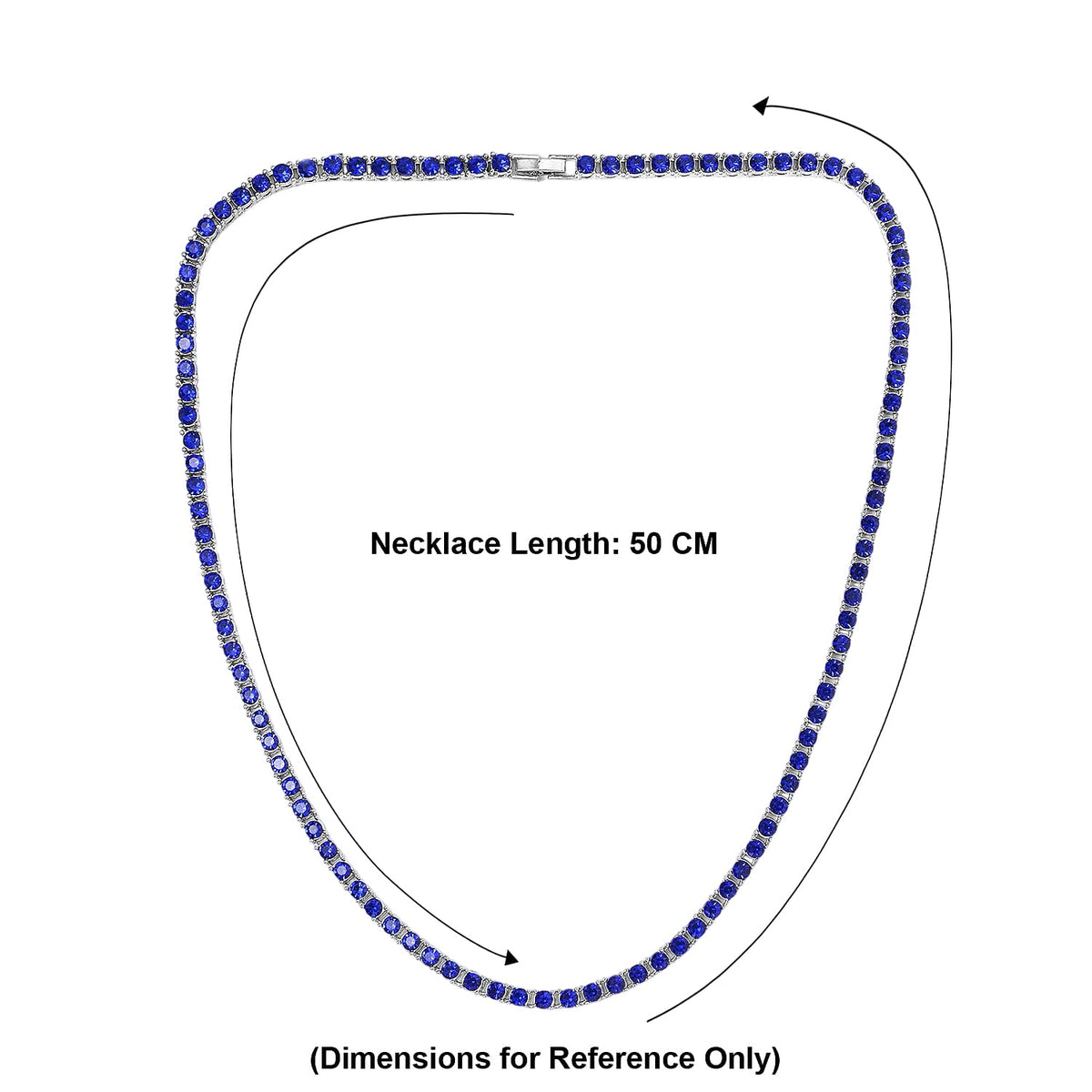 Set of 2 - Blue Crystal Tennis Necklace (Size - 20) &amp; Bracelet (Size - 7.5) in Silver Tone V32515630 7