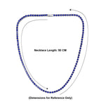 Set of 2 - Blue Crystal Necklace (Size - 20) & Tennis Bracelet (Size - 7.5) in Silver Tone