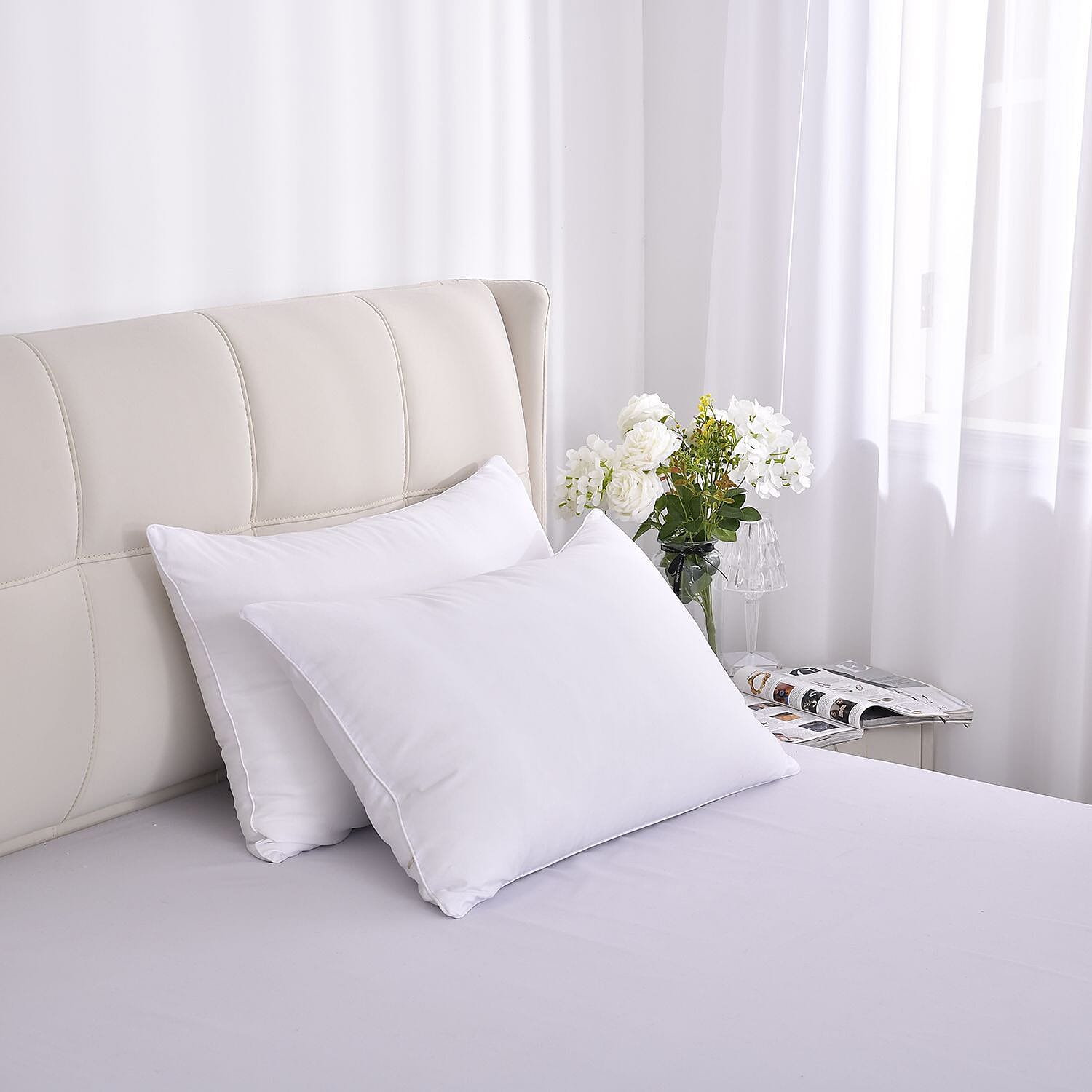 MEGA VALUE DEAL - Set of 2 Luxury Down Alternative Filled Premium Bounce Back Pillows 7320092 2
