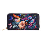 Set of 2- Butterfly Print Zip-Around Wallet & Clutch - Purple & Blue