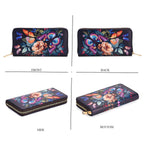Set of 2- Butterfly Print Zip-Around Wallet & Clutch - Purple & Blue