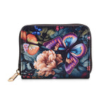 Set of 2- Butterfly Print Zip-Around Wallet & Clutch - Purple & Blue