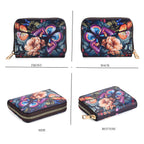 Set of 2- Butterfly Print Zip-Around Wallet & Clutch - Purple & Blue