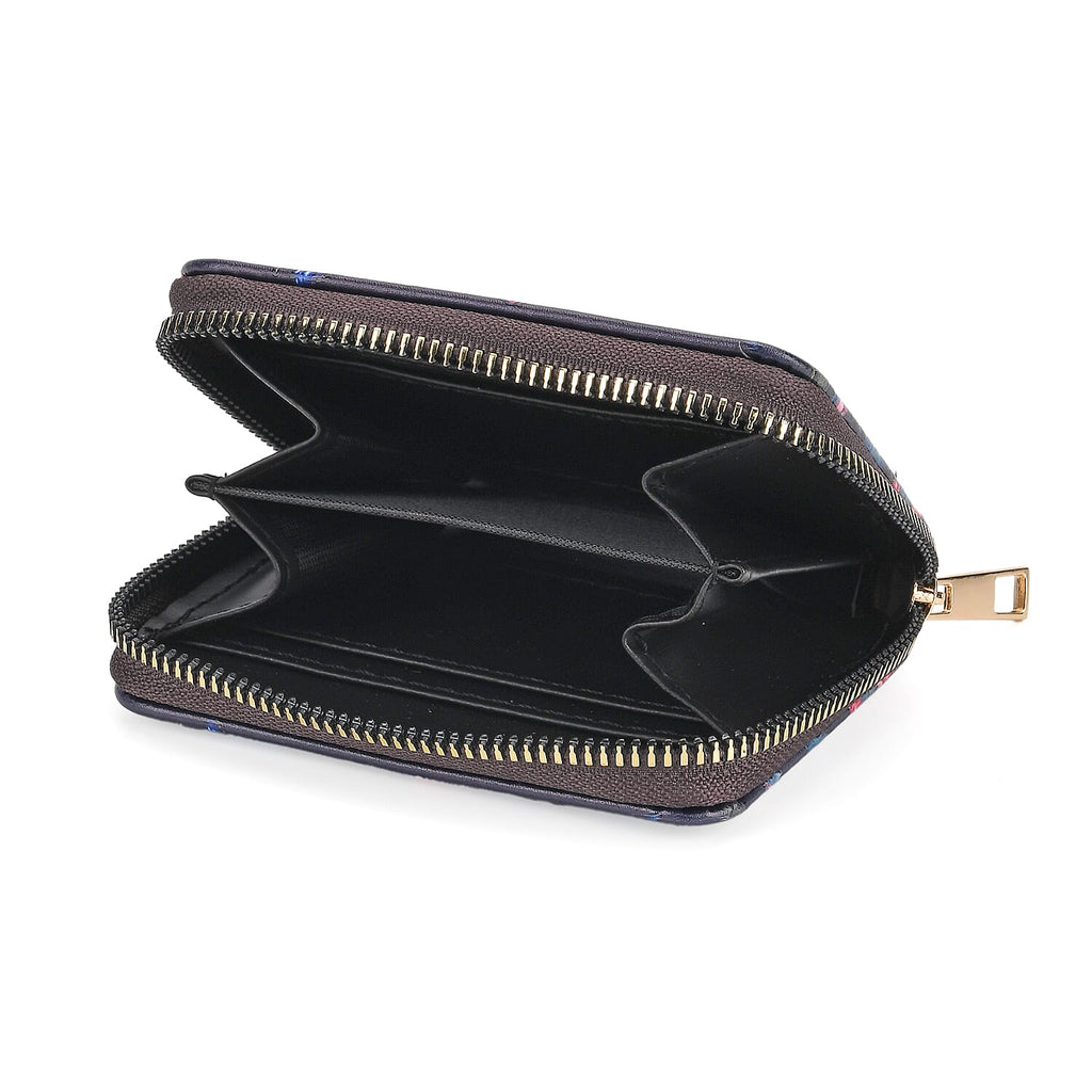 Set of 2- Butterfly Print Zip-Around Wallet & Clutch - Purple & Blue