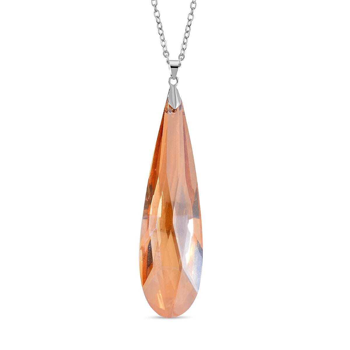 Set of 2 - Champagne Austrian Crystal Pendant with Chain (Size 23-2 Inch Ext.) 4236933 2