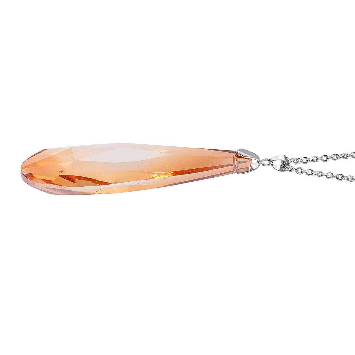 Set of 2 - Champagne Austrian Crystal Pendant with Chain (Size 23-2 Inch Ext.) 4236933 3