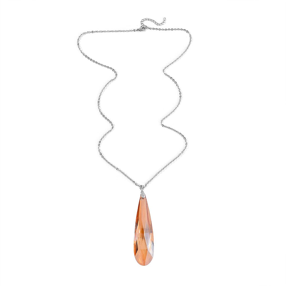 Set of 2 - Champagne Austrian Crystal Pendant with Chain (Size 23-2 Inch Ext.) 4236933 4